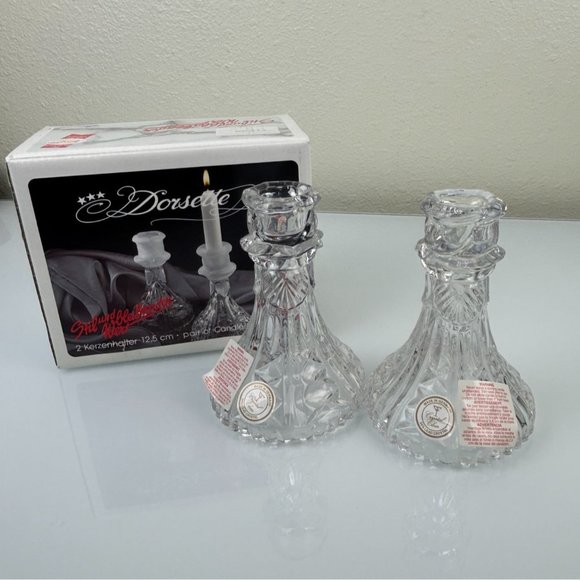 Vintage Anna Hutte Bleikristall Dorsette Crystal Pair of Candlesticks, Germany - Picture 11 of 15